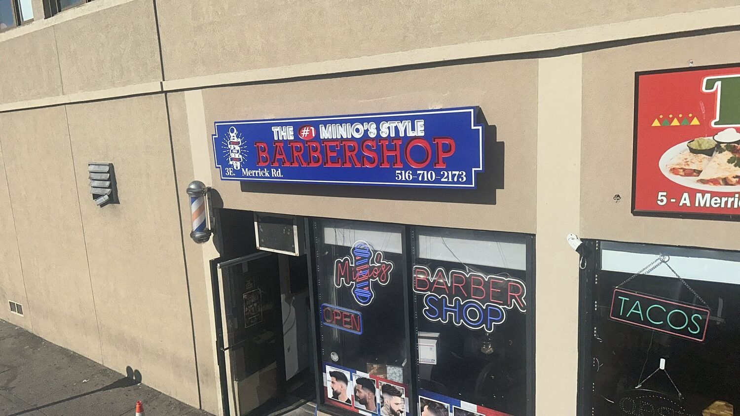Carved blade and wall signs for Minio's Style Barbershop