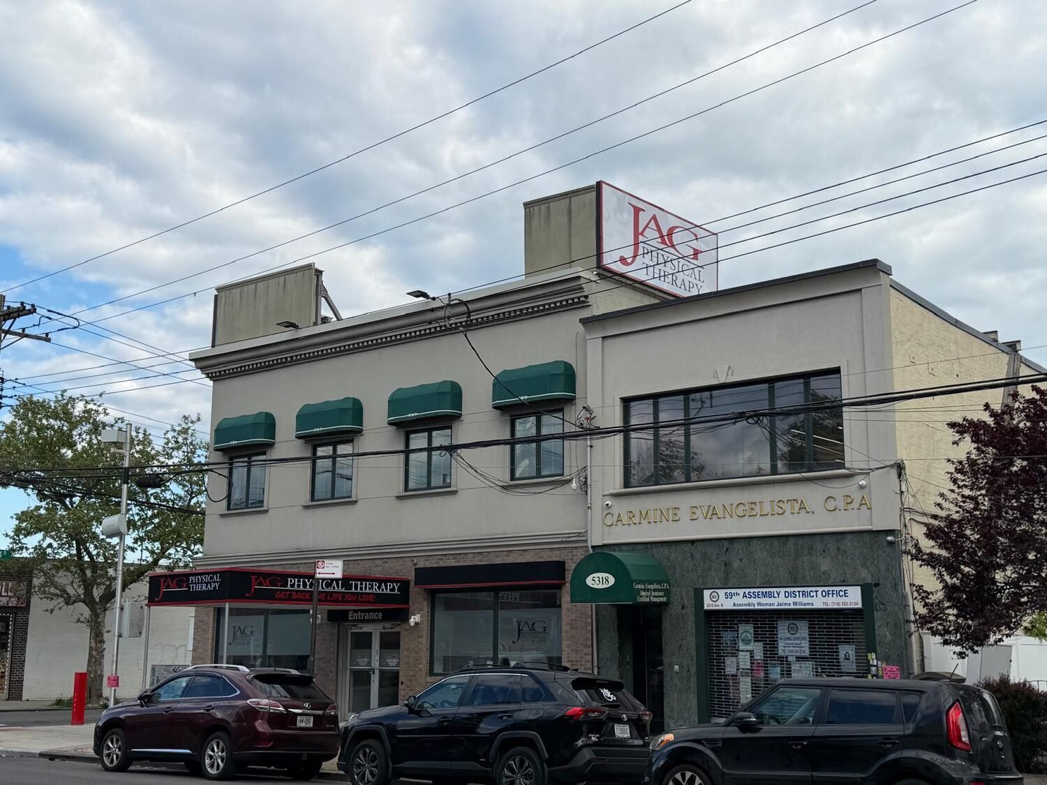 Roof-mounted light box sign for JAG Physical Therapy