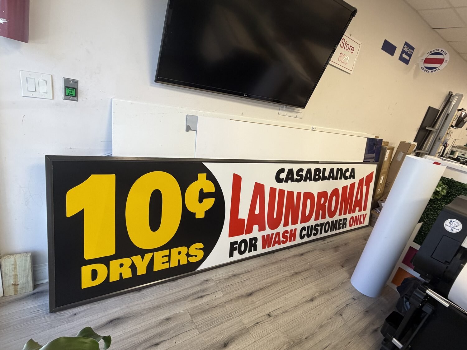 An aluminum pan sign, faced and ready