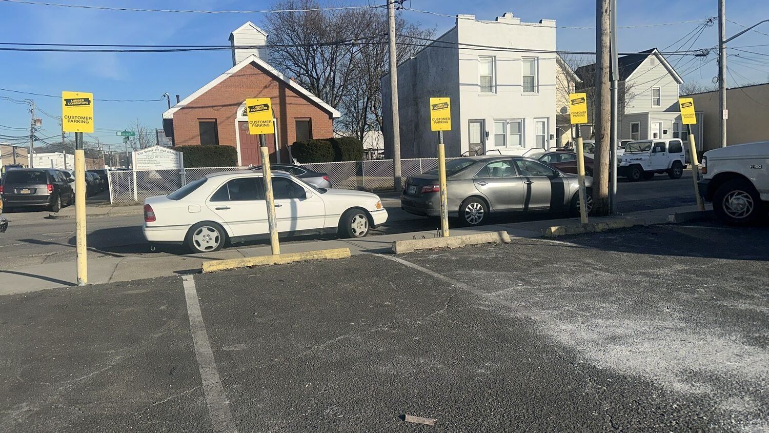 Customer parking signs for Lumber Liquidators
