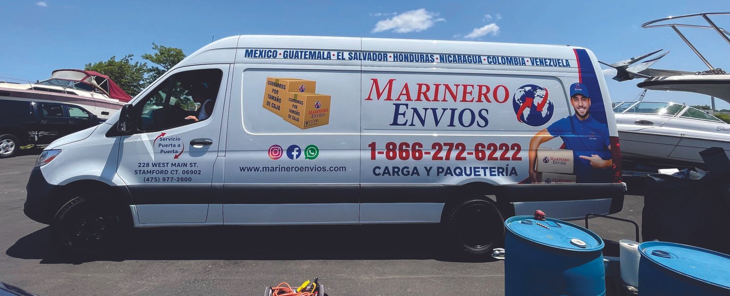 Full-color van graphics for Marinero Envios