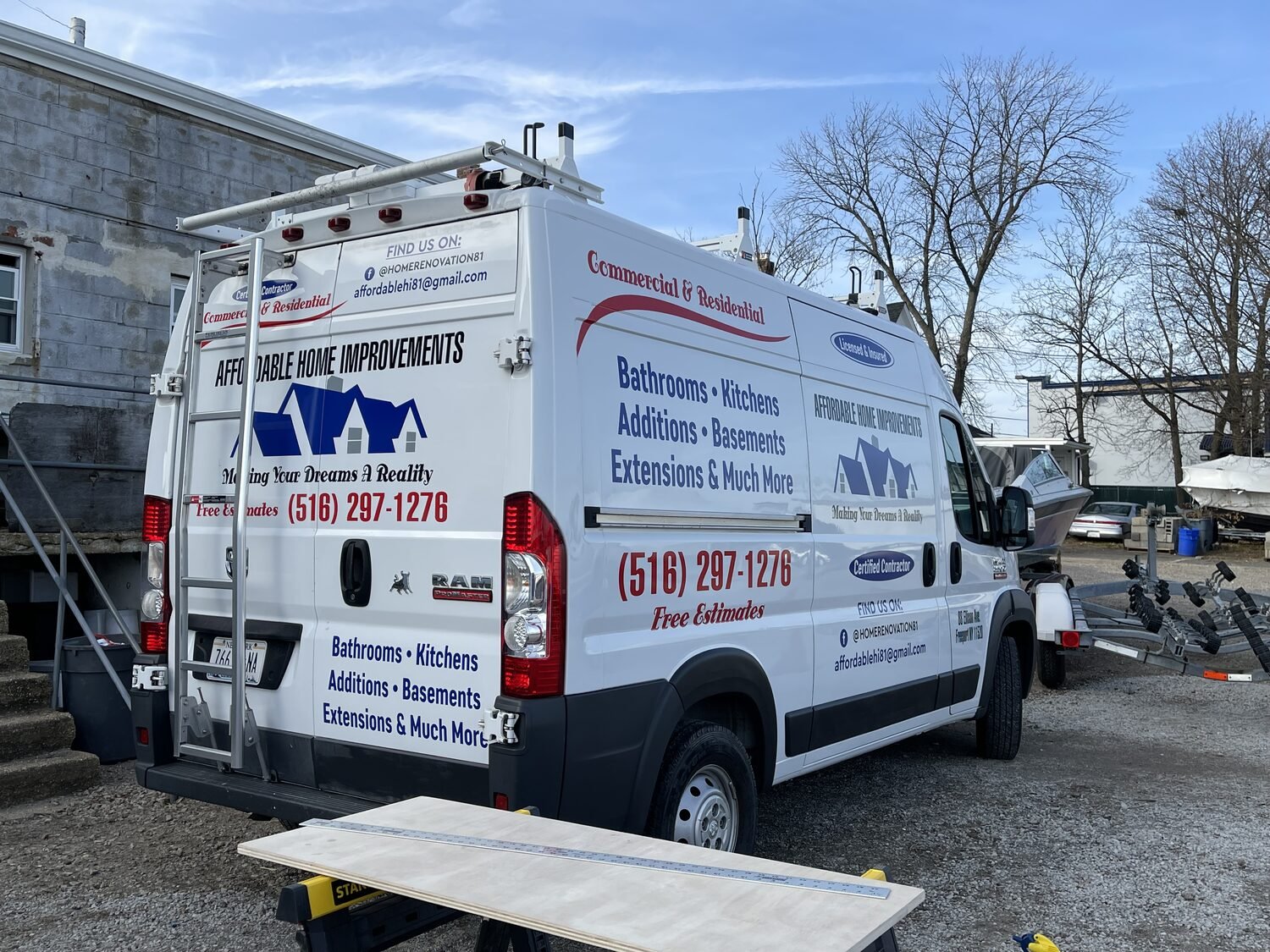 Van lettering with service list for Affordable Home Improvements