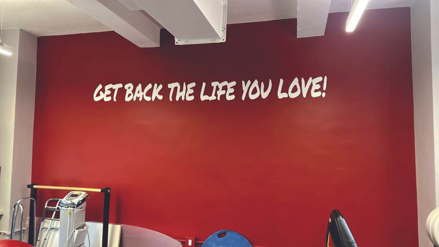 Painted-look wall lettering for JAG Physical Therapy